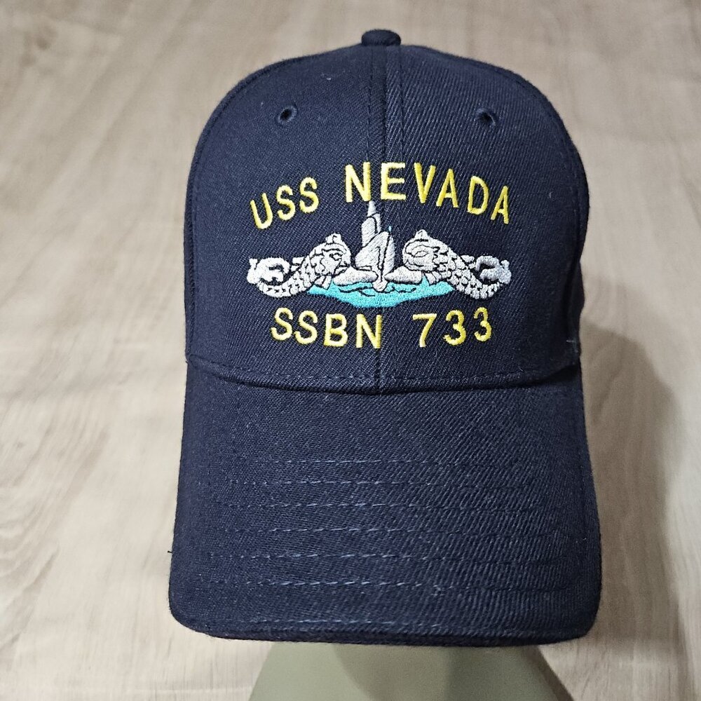 USS NEVADA SSBN 733 Hat US Navy Ohio Class Submarine Blue One Size Stretch